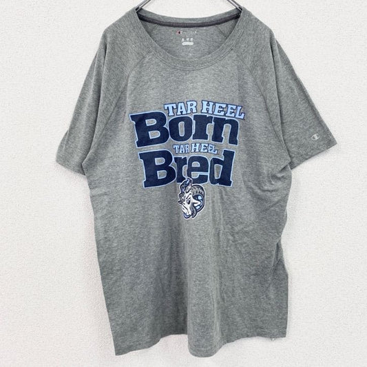 古着 used　champion　チャンピオン　半袖カレッジプリントTシャツ　クルーネック　ノースカロライナ大学　グレー　Lサイズ