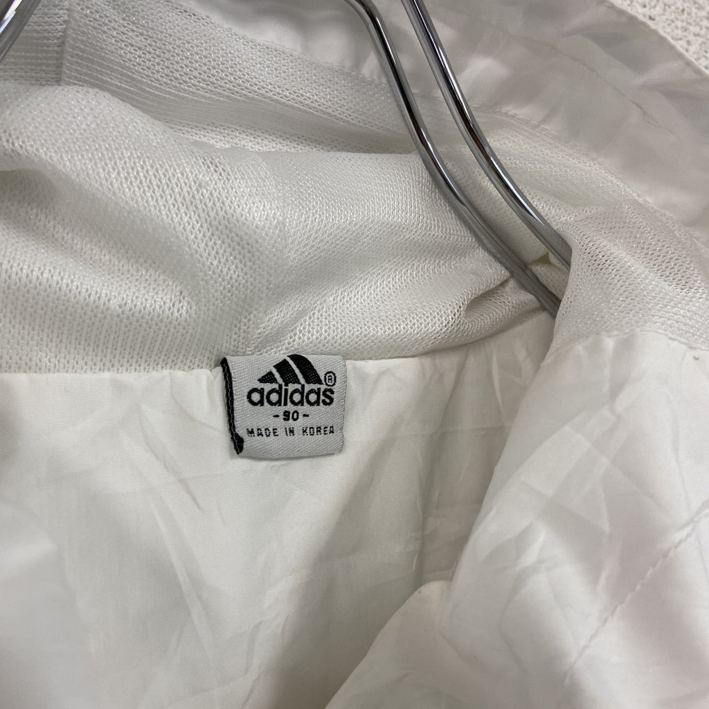 古着 used　adidas　アディダス　ナイロンジャケット　フルジップ　白　ホワイト　Lサイズ