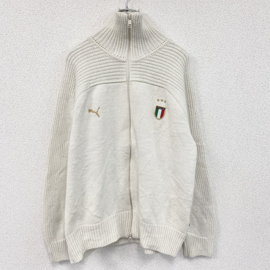 PUMA　プーマ　フルジップウールニットセーター　白　ホワイト　2XLサイズ