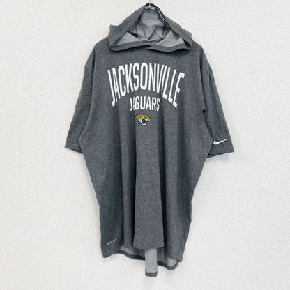 古着 used　NIKE　ナイキ　半袖フード付きパーカー　JAGUARS　ジャクソンビル　DRI-FIT　グレー　XLサイズ
