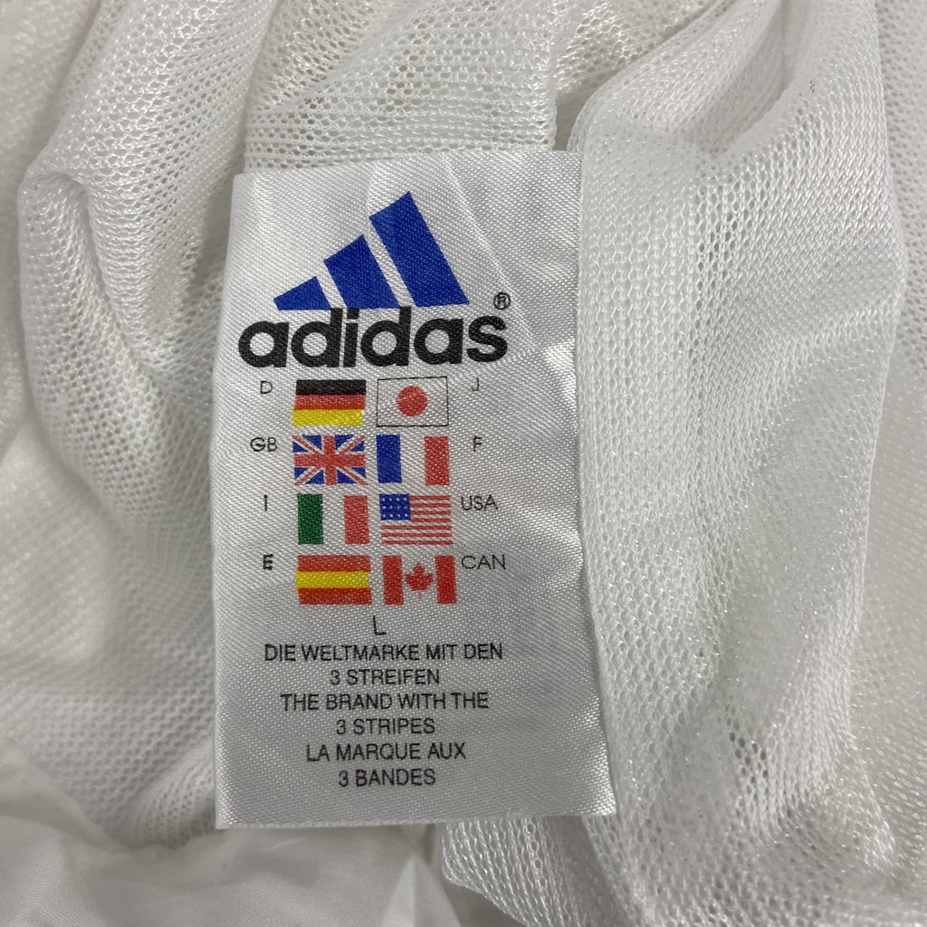 古着 used　adidas　アディダス　ナイロンジャケット　フルジップ　白　ホワイト　Lサイズ