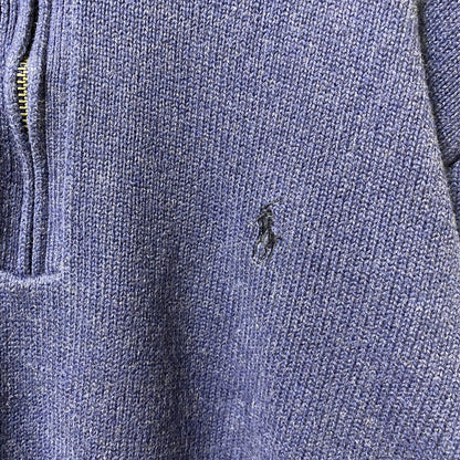 POLO RALPH LAUREN　ポロラルフローレン　ハーフジップニットセーター　ロゴ刺繍　ネイビー　Lサイズ　