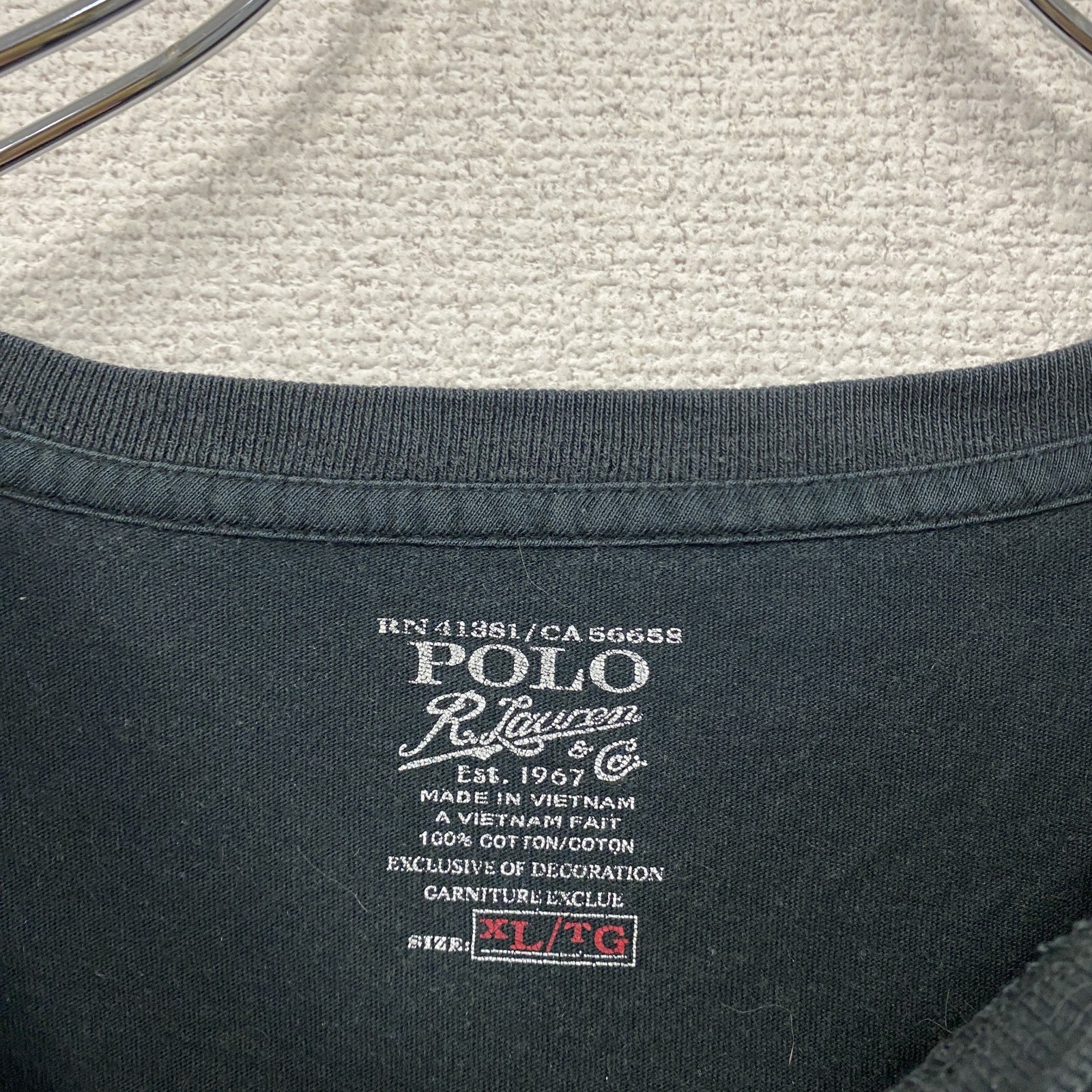 POLO RALPH LAUREN　ポロラルフローレン　半袖Tシャツ　刺繡ロゴ　黒　ブラック　XLサイズ