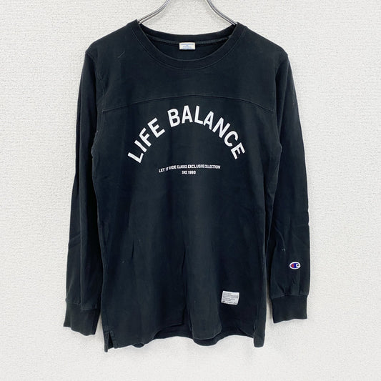 Champion　チャンピオン　長袖Tシャツ/ロンT　アーチプリント　トリコタグ　復刻　黒　ブラック　Mサイズ