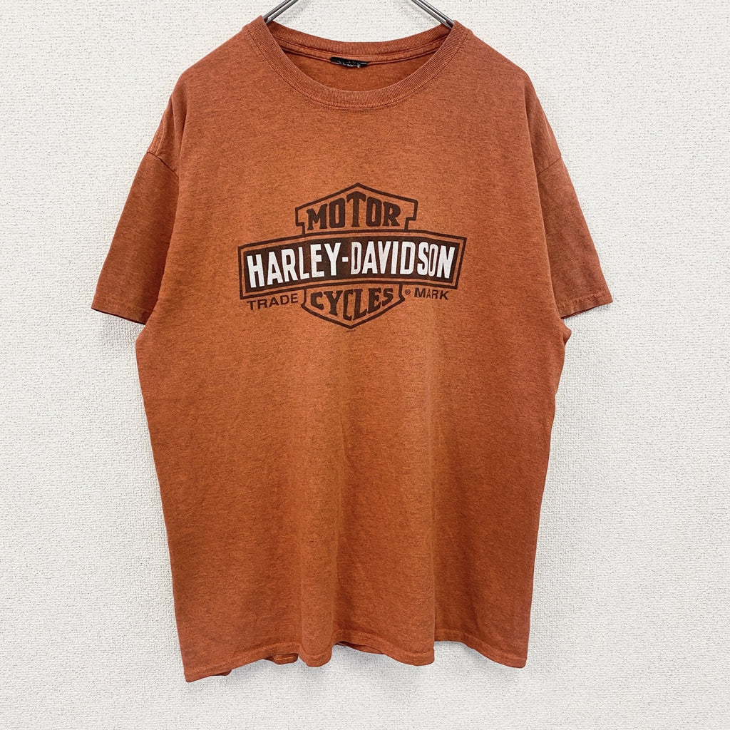 HARLEY DAVIDSON　ハーレーダビッドソン　半袖プリントTシャツ　橙色　オレンジ