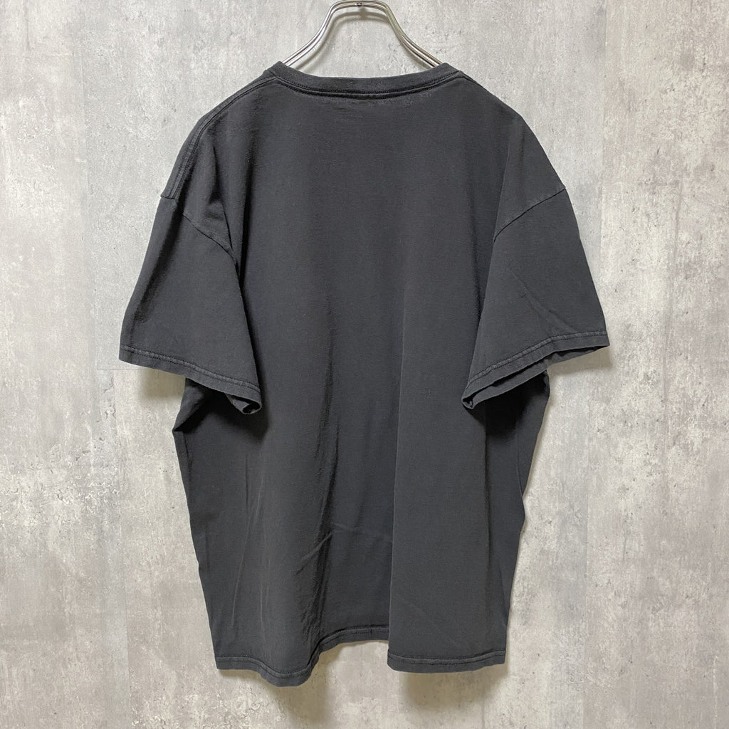 古着 used　半袖パロディープリントTシャツ　バドワイザー　黒　ブラック　レトロデザイン　個性的　クルーネック　Lサイズ