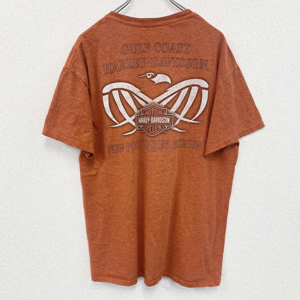 HARLEY DAVIDSON　ハーレーダビッドソン　半袖プリントTシャツ　橙色　オレンジ