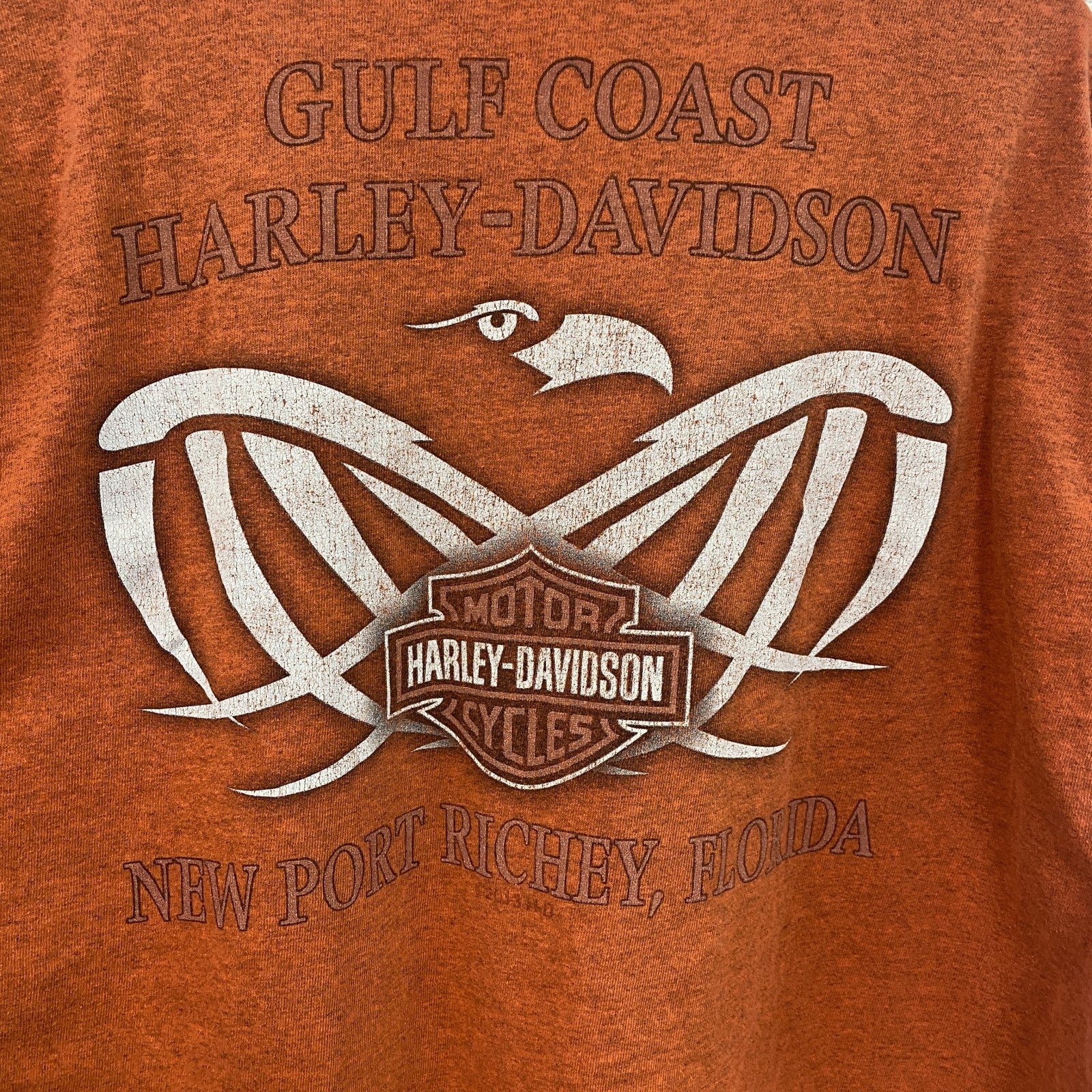 HARLEY DAVIDSON　ハーレーダビッドソン　半袖プリントTシャツ　橙色　オレンジ