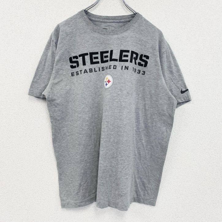 古着 used　NIKE　ナイキ　半袖プリントTシャツ　ピッツバーグ・スティーラーズ　クルーネック　グレー　Lサイズ