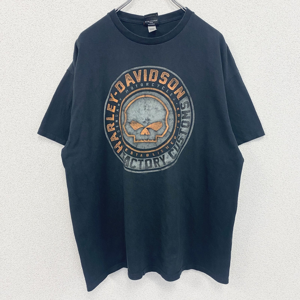 HARLEY DAVIDSON　ハーレーダビッドソン　半袖プリントTシャツ　黒　ブラック　XLサイズ