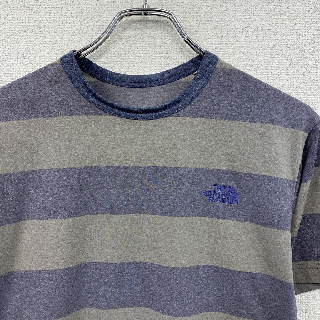 THE NORTH FACE　ザ・ノースフェイス　半袖プリントTシャツ　ボーダー　青　ブルー　グレー　Lサイズ