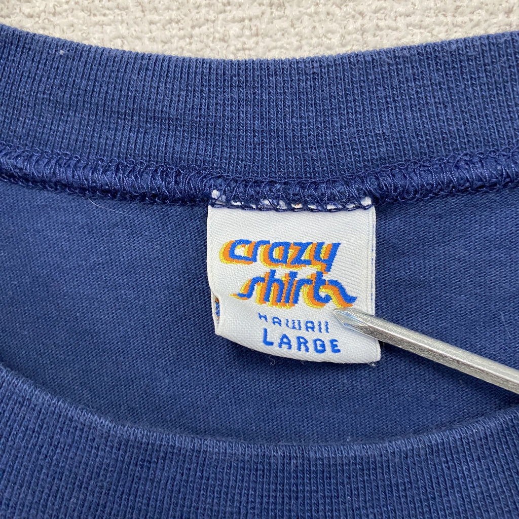～90s　crazy shirt　クレイジーシャツ　半袖プリントアニマルTシャツ　シングルステッチ　ヴィンテージ　青　ブルー　Lサイズ
