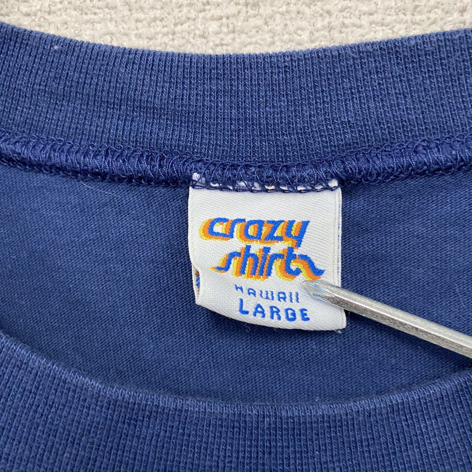 ～90s　crazy shirt　クレイジーシャツ　半袖プリントアニマルTシャツ　シングルステッチ　ヴィンテージ　青　ブルー　Lサイズ