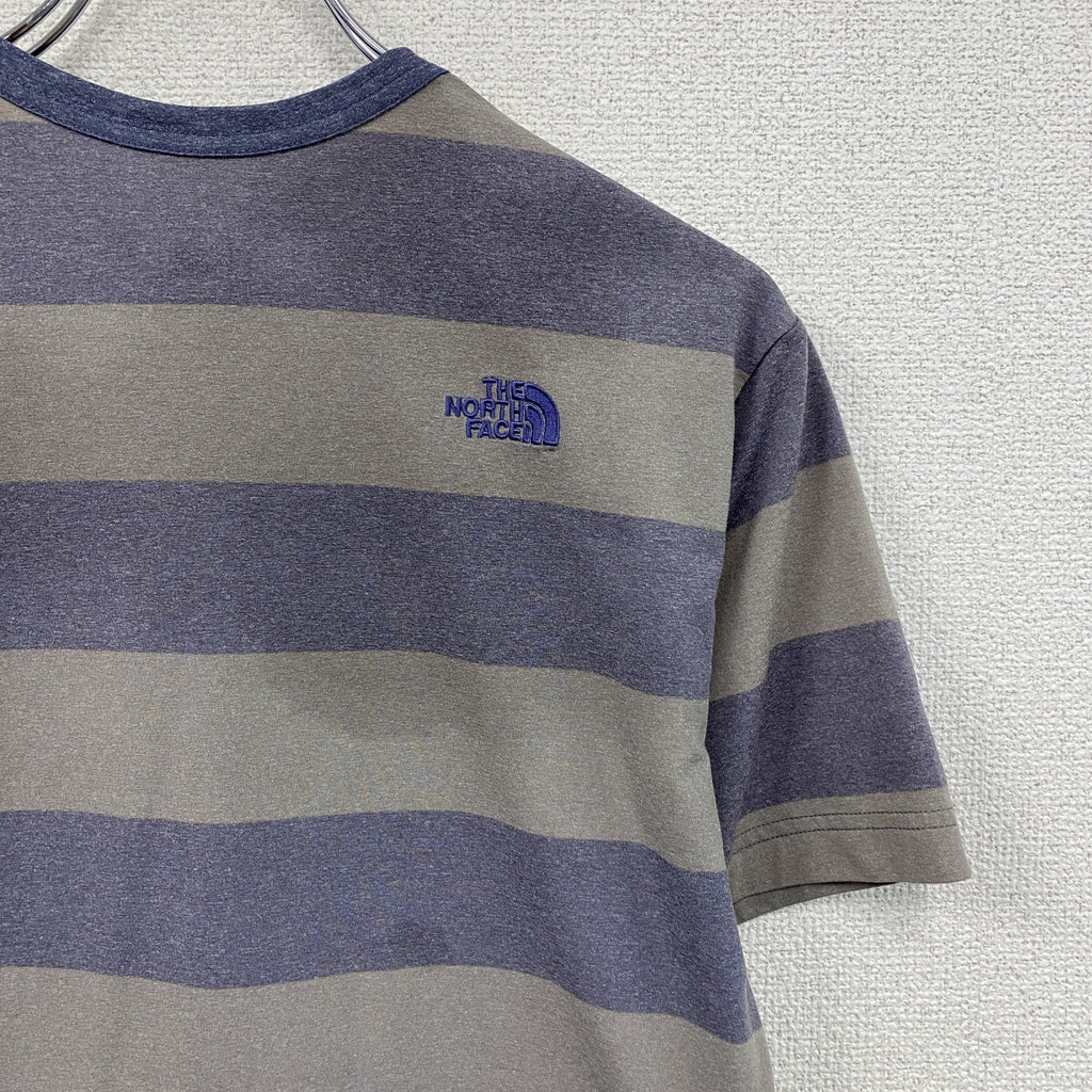 THE NORTH FACE　ザ・ノースフェイス　半袖プリントTシャツ　ボーダー　青　ブルー　グレー　Lサイズ