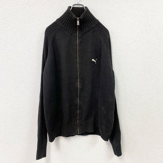 PUMA　プーマ　フルジップアクリルニットセーター　黒　ブラック　XLサイズ