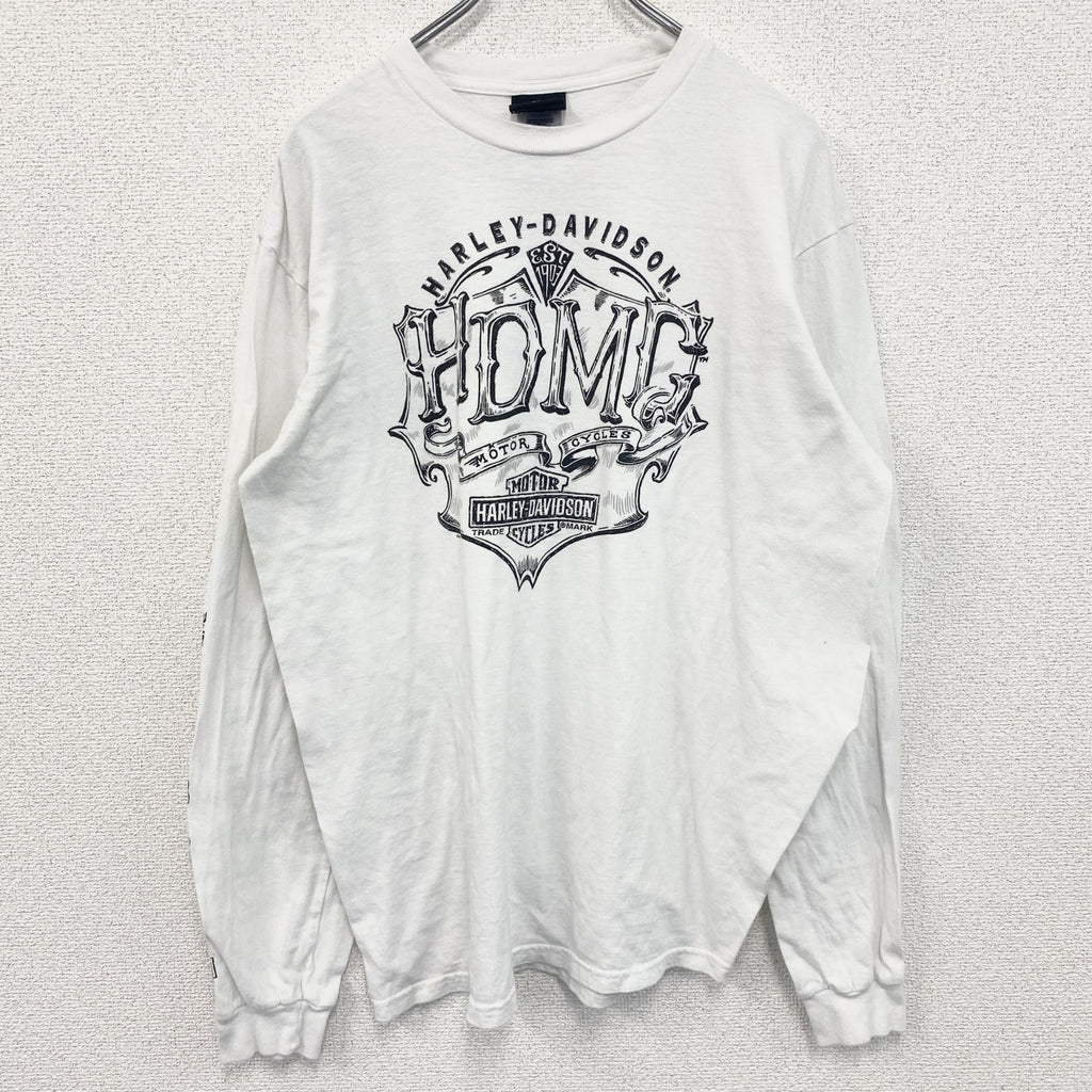 HARLEY DAVIDSON　ハーレーダビッドソン　長袖プリントTシャツ　白　ホワイト　Lサイズ