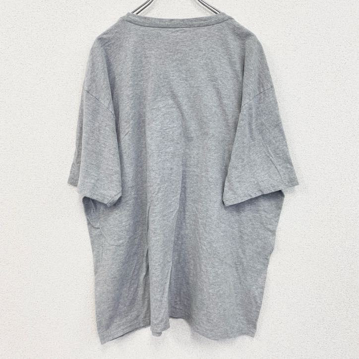 古着 used　adidas　アディダス　半袖プリントTシャツ　スリーストライプ　クルーネック　グレー　XＸLサイズ