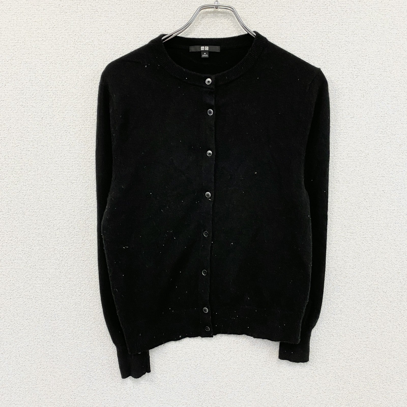 UNIQLO　ユニクロ　クルーネックカーディガン　カシミヤ100%　黒　ブラック　Mサイズ