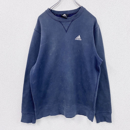 00s　adidas　アディダス　スウェット/トレーナー　フェード　前V　パフォーマンスロゴ　刺繍ロゴ　紺　ネイビー　Mサイズ