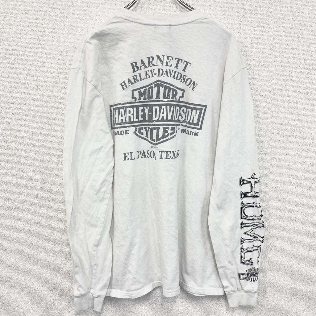 HARLEY DAVIDSON　ハーレーダビッドソン　長袖プリントTシャツ　白　ホワイト　Lサイズ