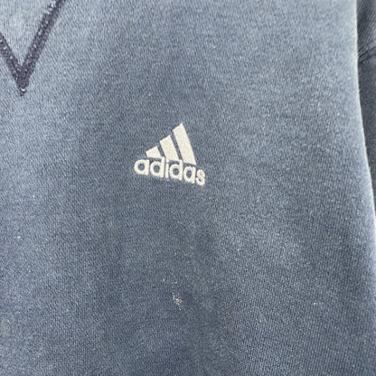 00s　adidas　アディダス　スウェット/トレーナー　フェード　前V　パフォーマンスロゴ　刺繍ロゴ　紺　ネイビー　Mサイズ