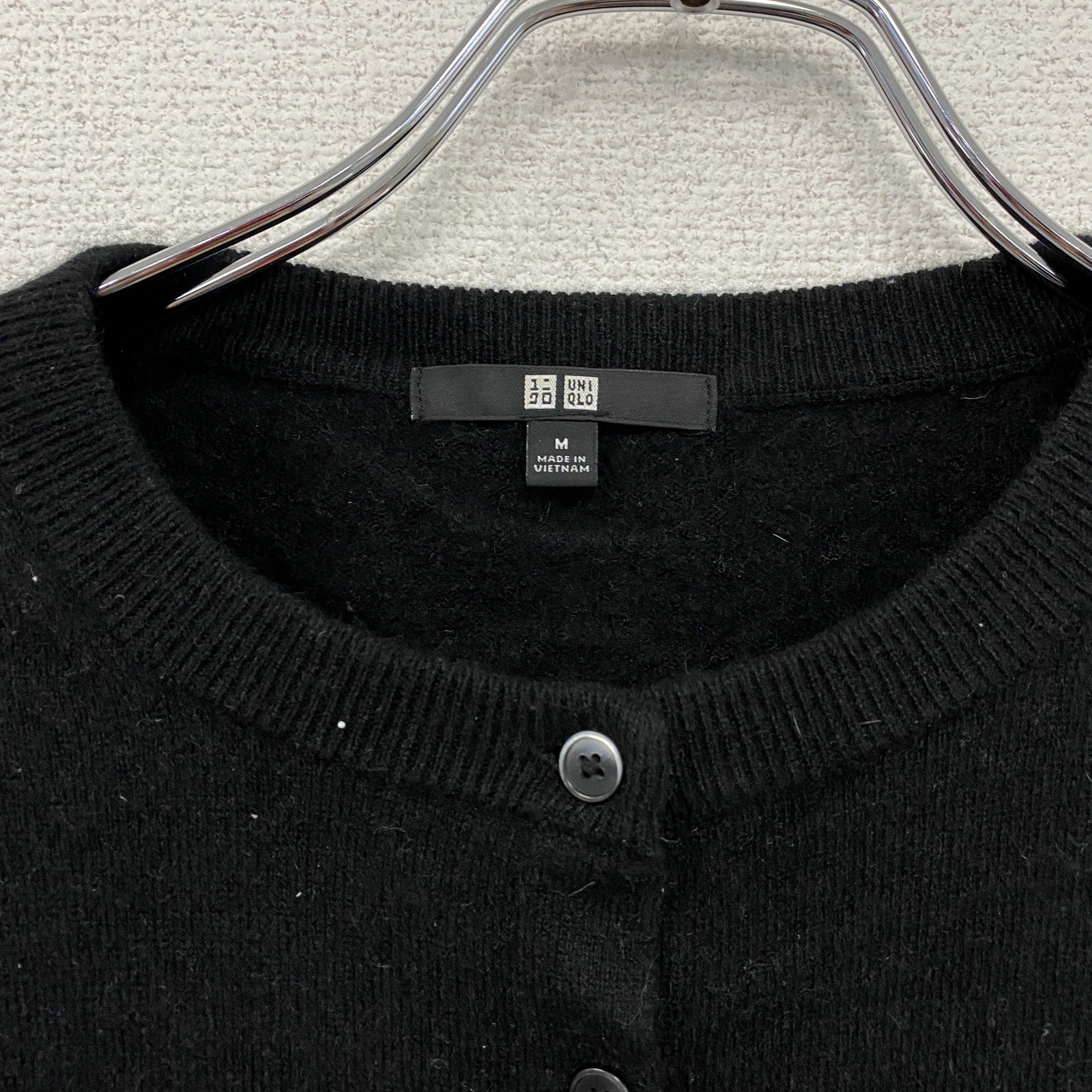 UNIQLO　ユニクロ　クルーネックカーディガン　カシミヤ100%　黒　ブラック　Mサイズ