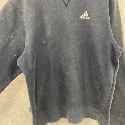 00s　adidas　アディダス　スウェット/トレーナー　フェード　前V　パフォーマンスロゴ　刺繍ロゴ　紺　ネイビー　Mサイズ