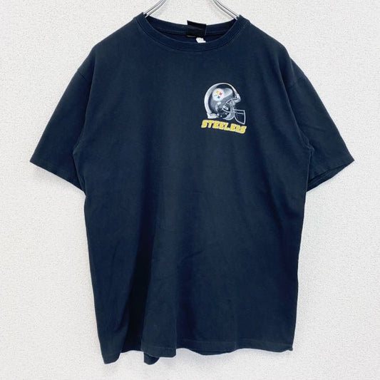 古着 used　ピッツバーグ・スティーラーズ　半袖両面プリントTシャツ　アメフト　クルーネック　黒　ブラック　Lサイズ