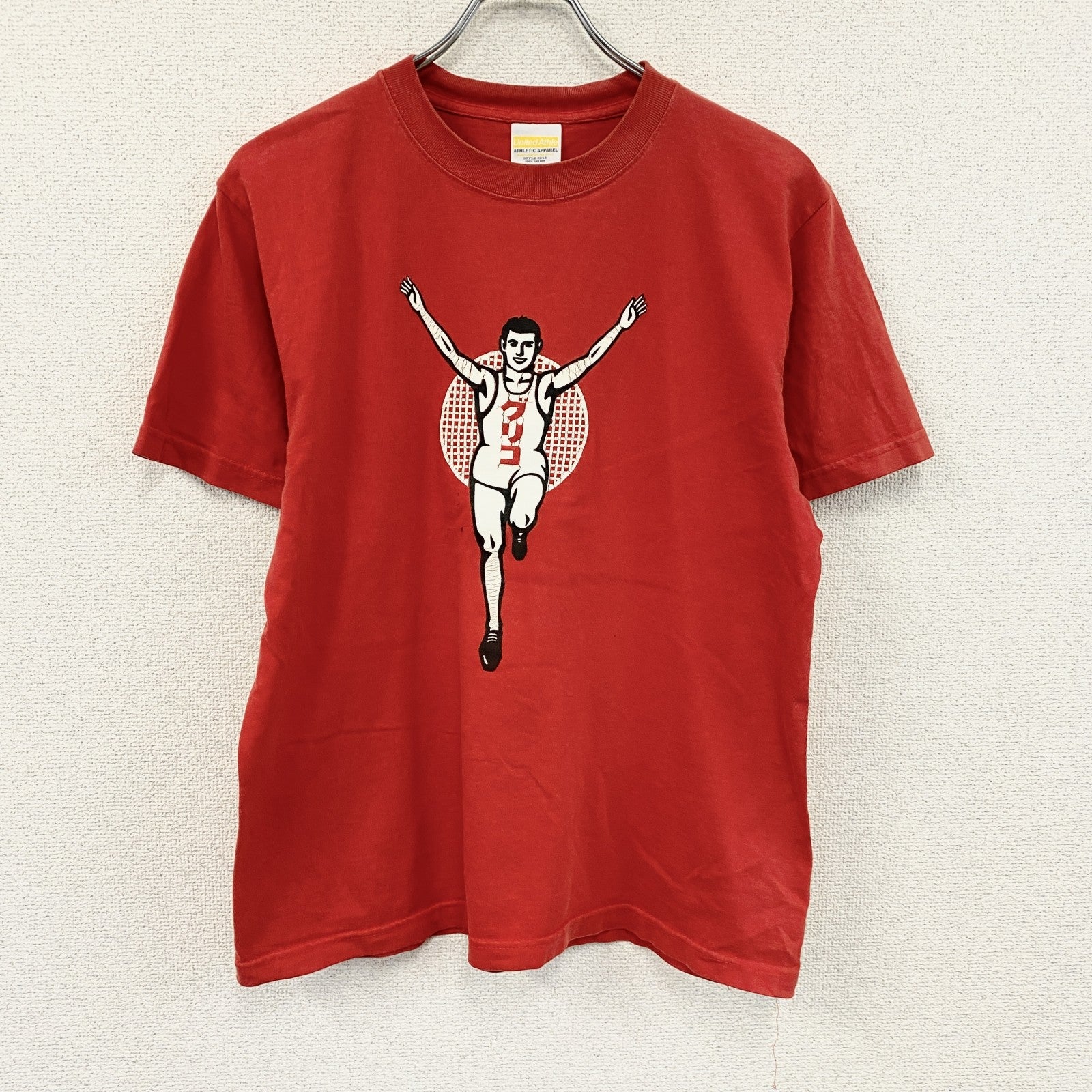 United Athle　ユナイテッドアスレ　グリコ　ゴールインマーク　半袖プリントTシャツ　赤　レッド　Mサイズ
