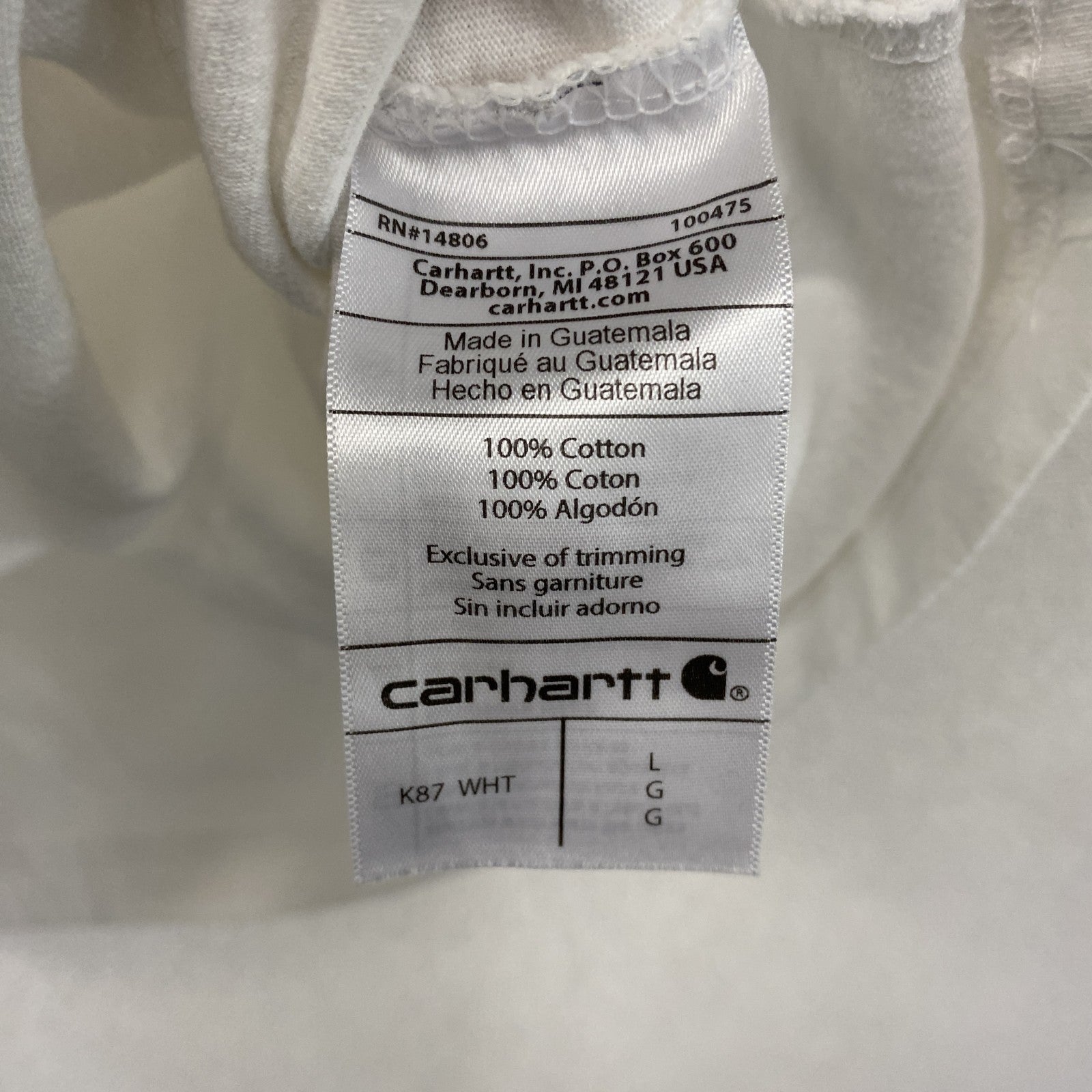 Carhartt　カーハート　半袖Tシャツ　白　ホワイト　Lサイズ