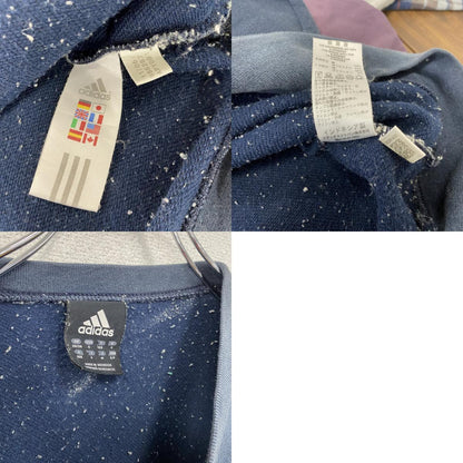 00s　adidas　アディダス　スウェット/トレーナー　フェード　前V　パフォーマンスロゴ　刺繍ロゴ　紺　ネイビー　Mサイズ