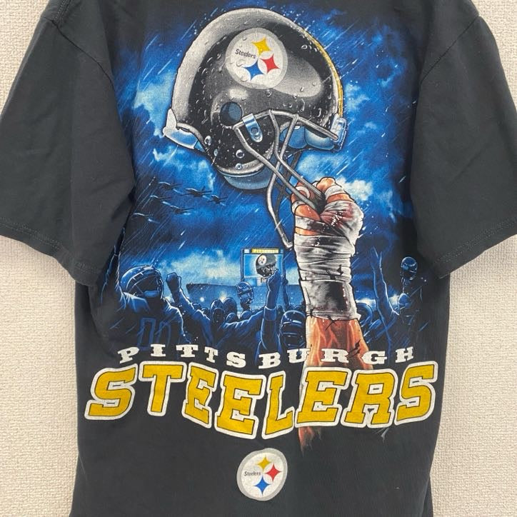 古着 used　ピッツバーグ・スティーラーズ　半袖両面プリントTシャツ　アメフト　クルーネック　黒　ブラック　Lサイズ