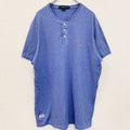 古着 used　U.S.POLO ASSN　半袖ヘンリーネックTシャツ　刺繍　青　ブルー　レトロデザイン　ネイビー　XXLサイズ