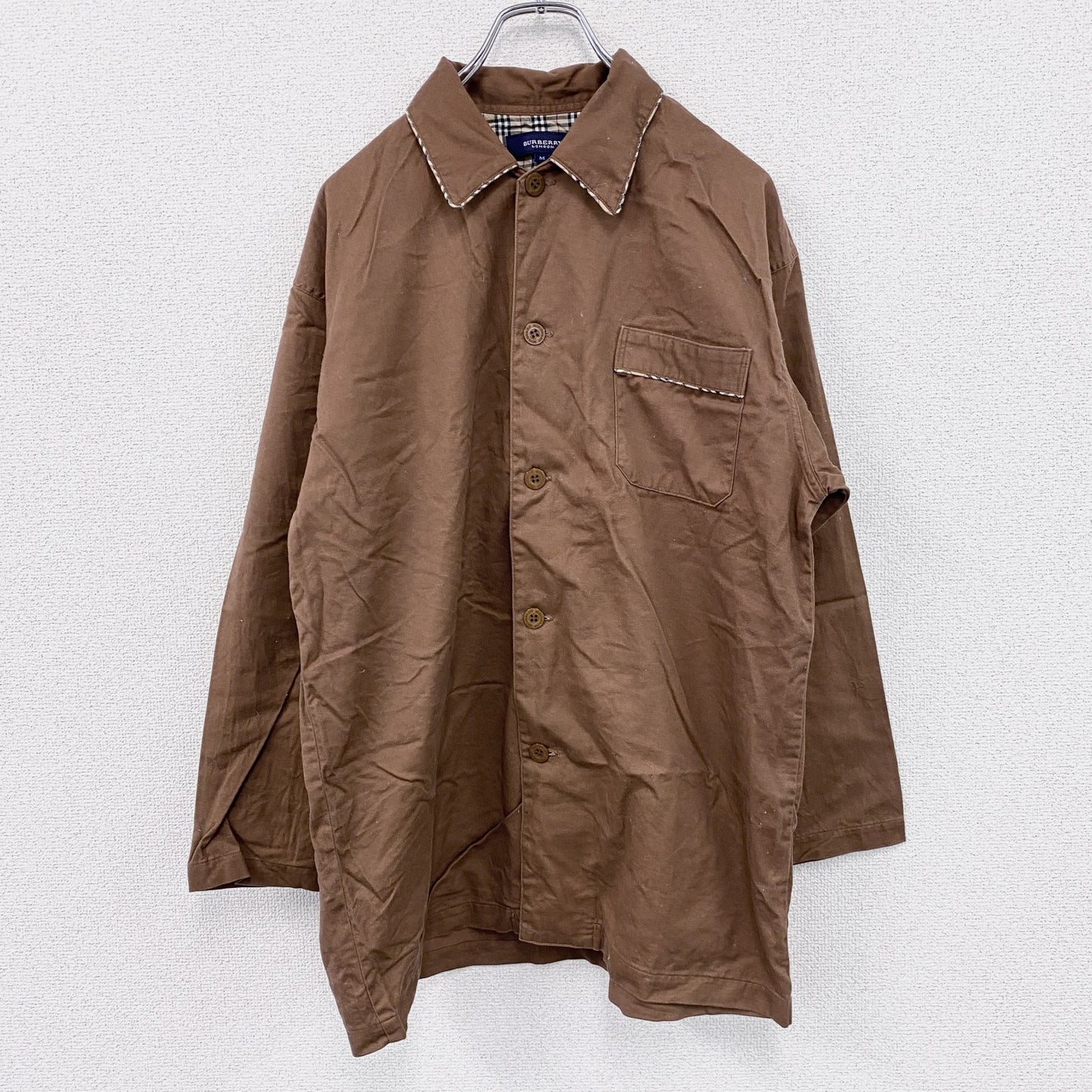 BURBERRY LONDON　バーバリーロンドン　スリーピングシャツ　ボックスシャツ　ノバチェック　茶色　ブラウン　Mサイズ