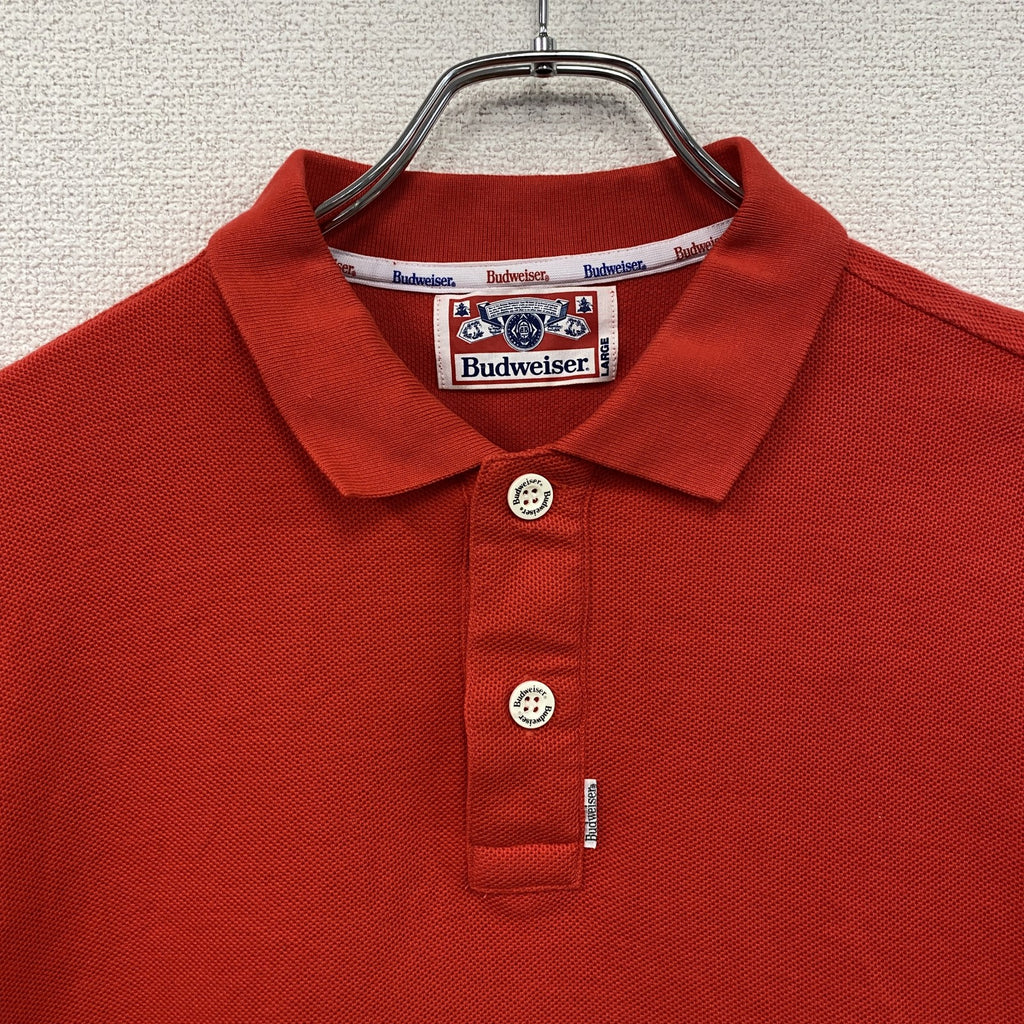 ～90s　Budweiser　バドワイザー　半袖ポロシャツ　ヴィンテージ　赤　レッド　Lサイズ