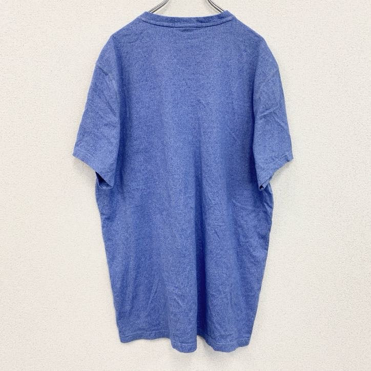 古着 used　U.S.POLO ASSN　半袖ヘンリーネックTシャツ　刺繍　青　ブルー　レトロデザイン　ネイビー　XXLサイズ