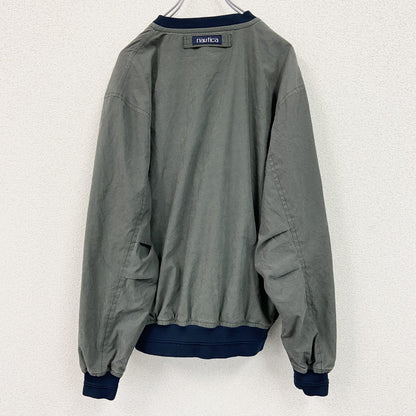 90s　NAUTICA　ノーティカ　プルオーバーナイロンジャケット　ヴィンテージ　灰緑　モスグレイ　Mサイズ