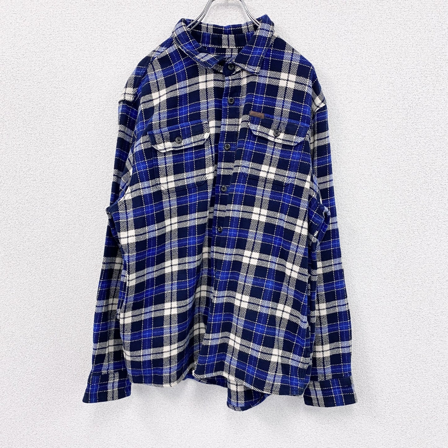 ～00s　ORVIS　オービス　長袖チェック柄シャツ　ヘビーフランネルシャツ　ヴィンテージ　青　ブルー　XLサイズ