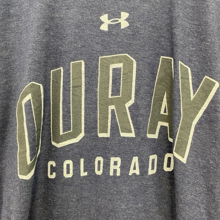 古着 used　UNDER ARMOUR　アンダーアーマー　半袖プリントTシャツ　クルーネック　ネイビー　紺　Lサイズ