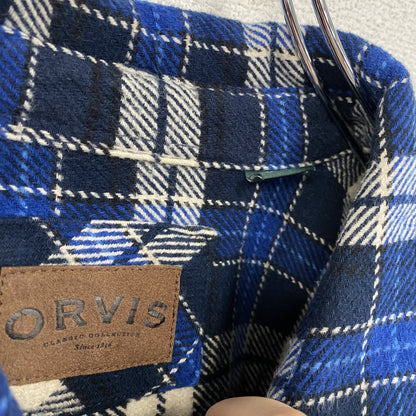 ～00s　ORVIS　オービス　長袖チェック柄シャツ　ヘビーフランネルシャツ　ヴィンテージ　青　ブルー　XLサイズ