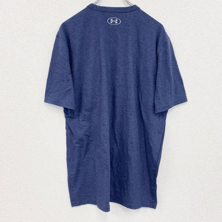 古着 used　UNDER ARMOUR　アンダーアーマー　半袖プリントTシャツ　クルーネック　ネイビー　紺　Lサイズ