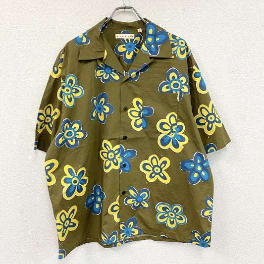 UNIQLO　ユニクロ　MARNI　マルニ　オーバーサイズオープンカラーシャツ　半袖シャツ　花柄　マルチカラー　カーキ　XLサイズ