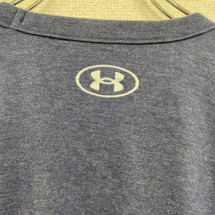 古着 used　UNDER ARMOUR　アンダーアーマー　半袖プリントTシャツ　クルーネック　ネイビー　紺　Lサイズ