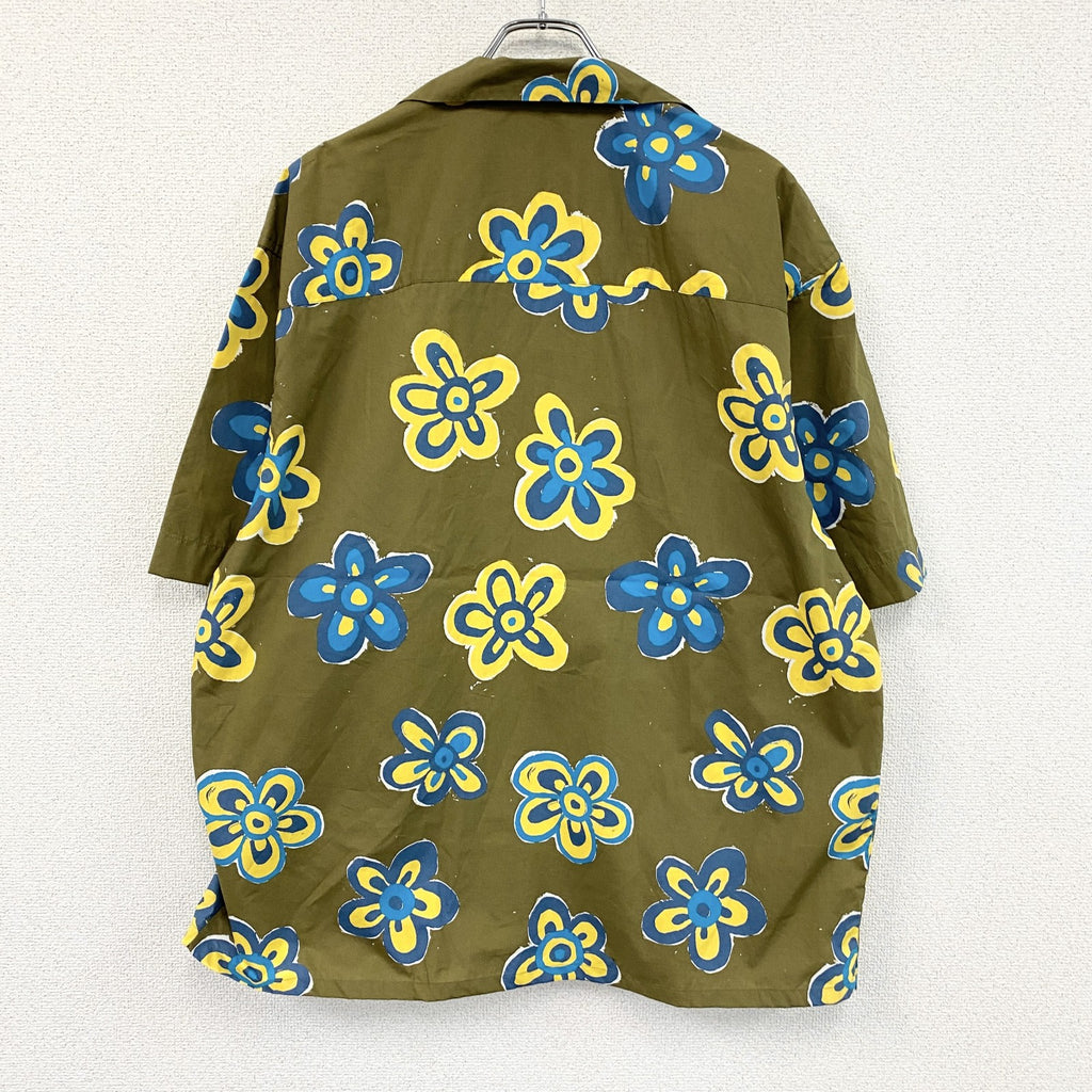 UNIQLO　ユニクロ　MARNI　マルニ　オーバーサイズオープンカラーシャツ　半袖シャツ　花柄　マルチカラー　カーキ　XLサイズ