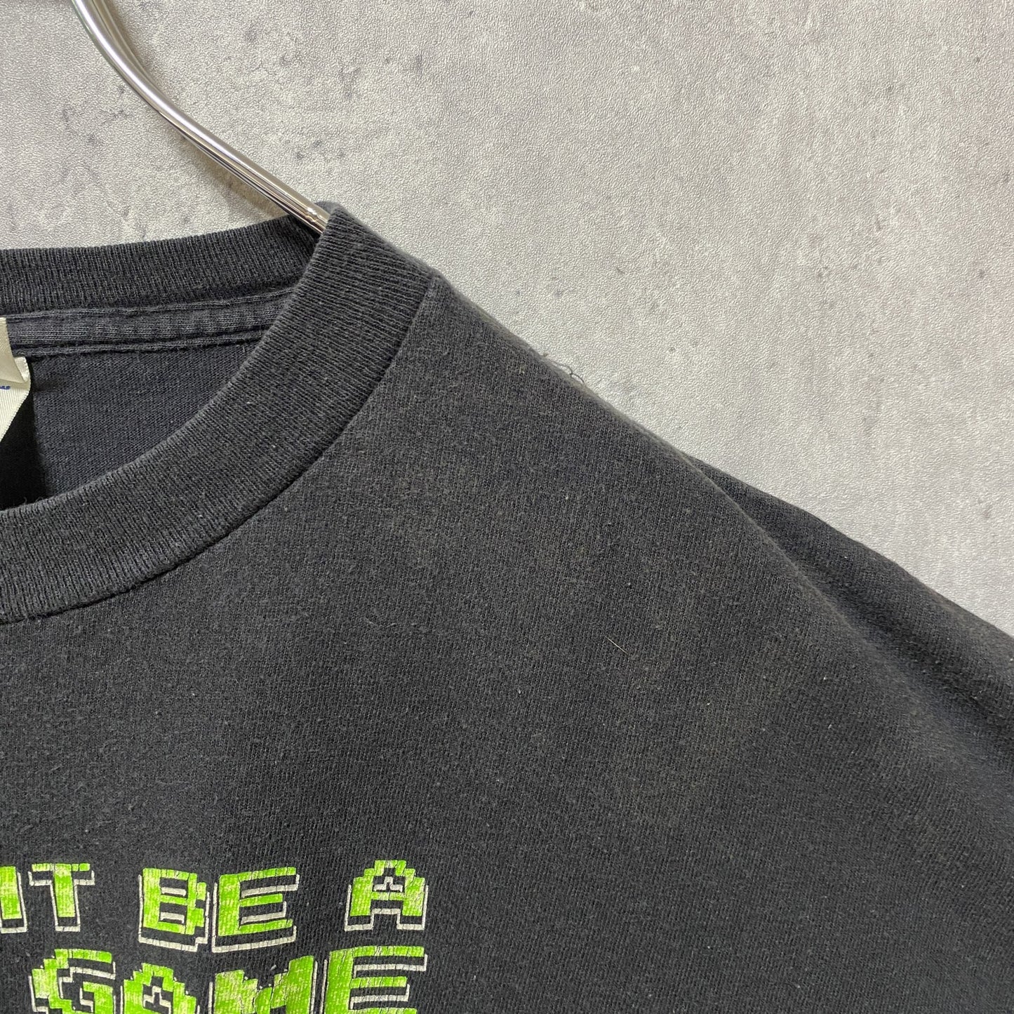 古着 used　00s　DELTA　半袖ゲームプリントTシャツ　黒　ブラック　レトロデザイン　クルーネック　XLサイズ