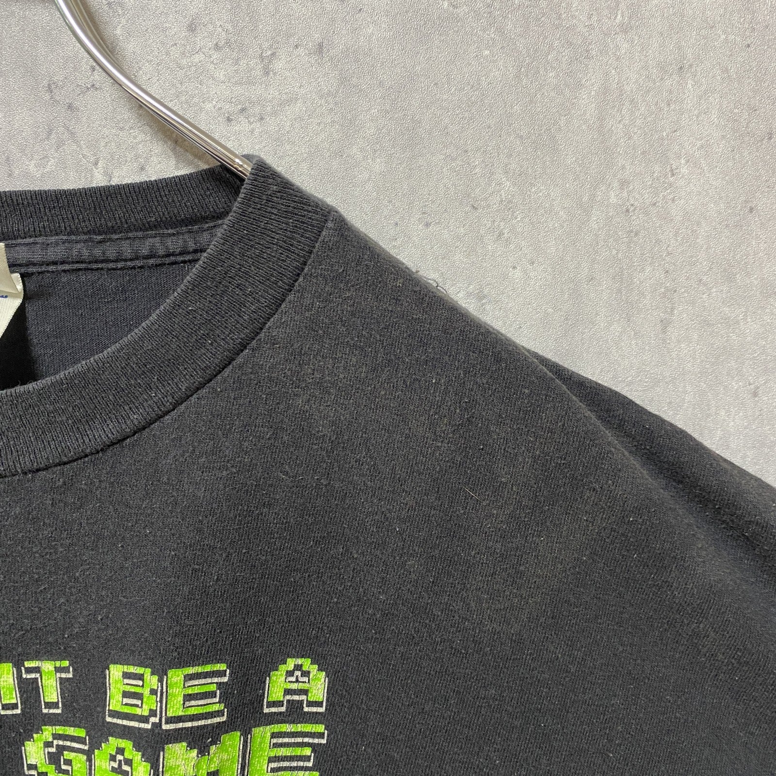 古着 used　00s　DELTA　半袖ゲームプリントTシャツ　黒　ブラック　レトロデザイン　クルーネック　XLサイズ