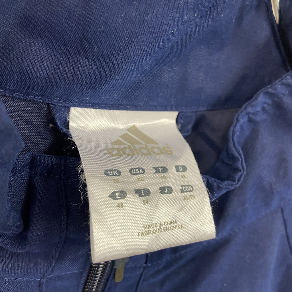 adidas　アディダス　ナイロンジャケット　フルジップ　紺　XLサイズ