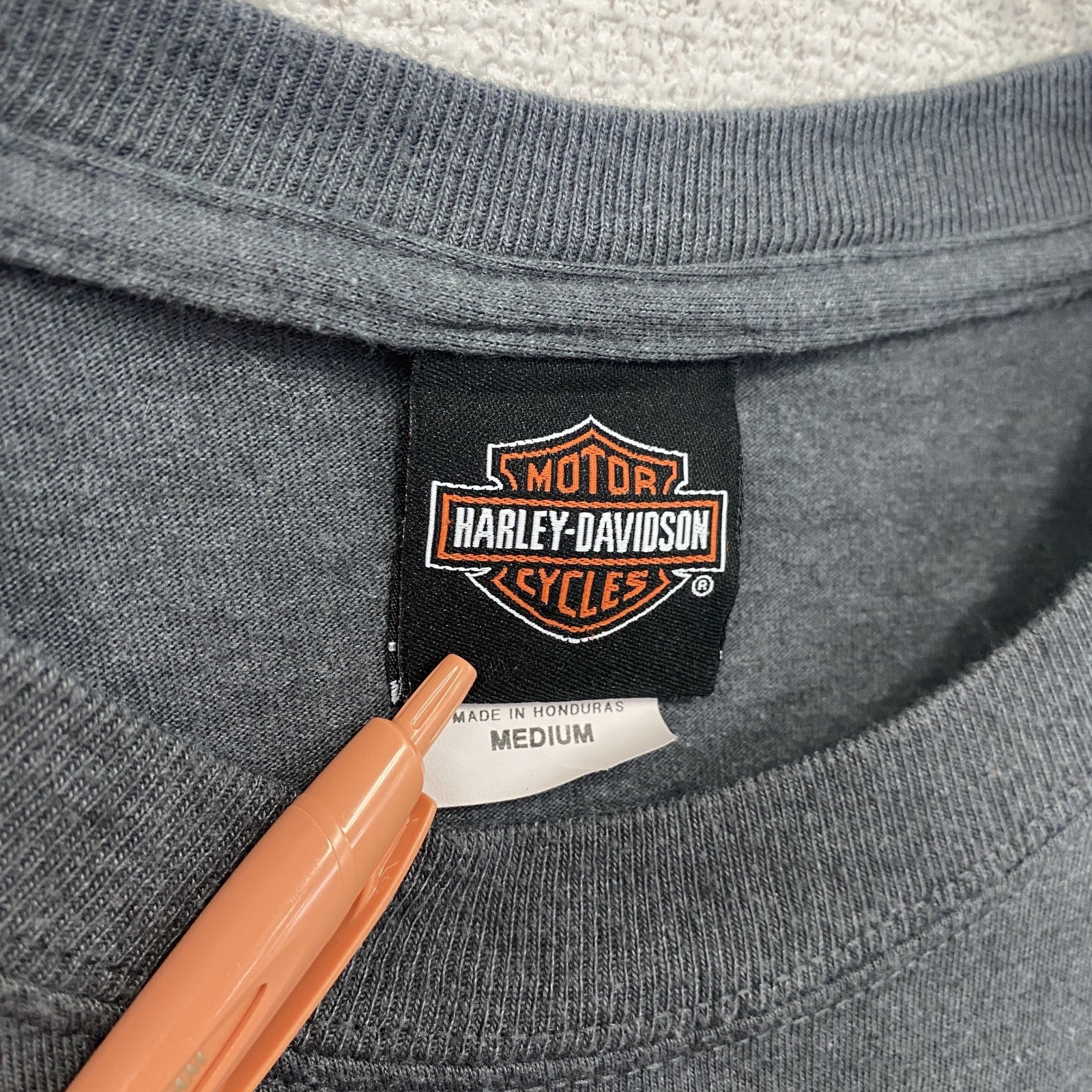 HARLEY DAVIDSON　ハーレーダビッドソン　長袖プリントTシャツ　灰色　グレー　Mサイズ