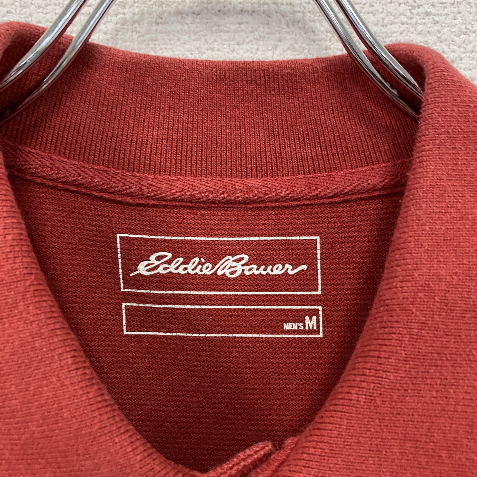 Eddie Bauer　エディーバウアー　半袖ポロシャツ　デカロゴ　赤　レッド　Mサイズ