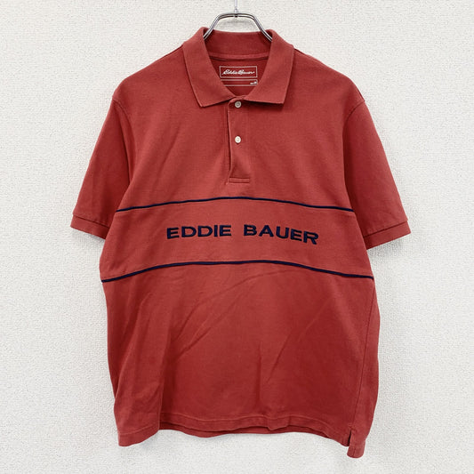 Eddie Bauer　エディーバウアー　半袖ポロシャツ　デカロゴ　赤　レッド　Mサイズ